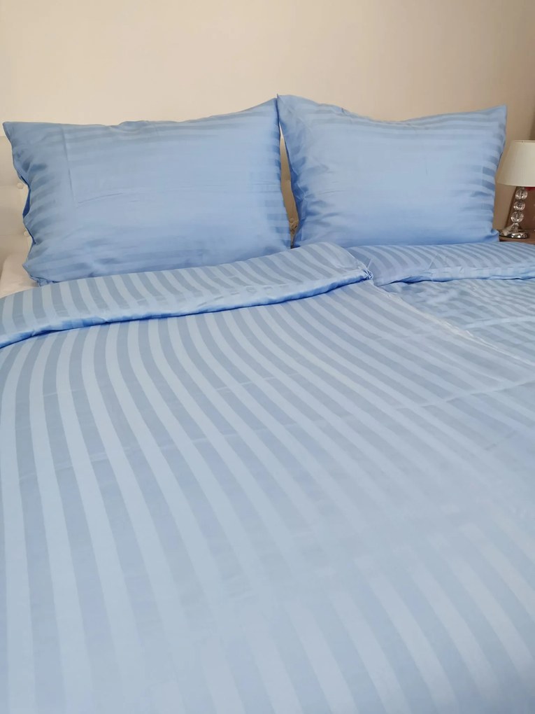 Obliečky damaškové modré TiaHome - 1x Vankúš 90x70cm, 1x Paplón 140x200cm