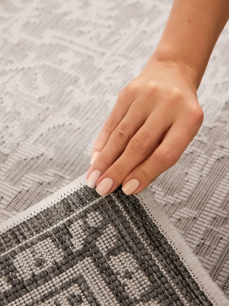 AKCIA: 200x290 cm Kusový koberec Duet Kona 106249 White/Gray - na von aj na doma, šedá, chodba / predsieň, Hanse Home