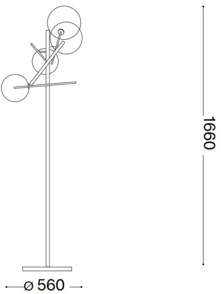 Ideal Lux - LED Stojacia lampa EQUINOXE 4xG4/2W/230V mosadz/číra