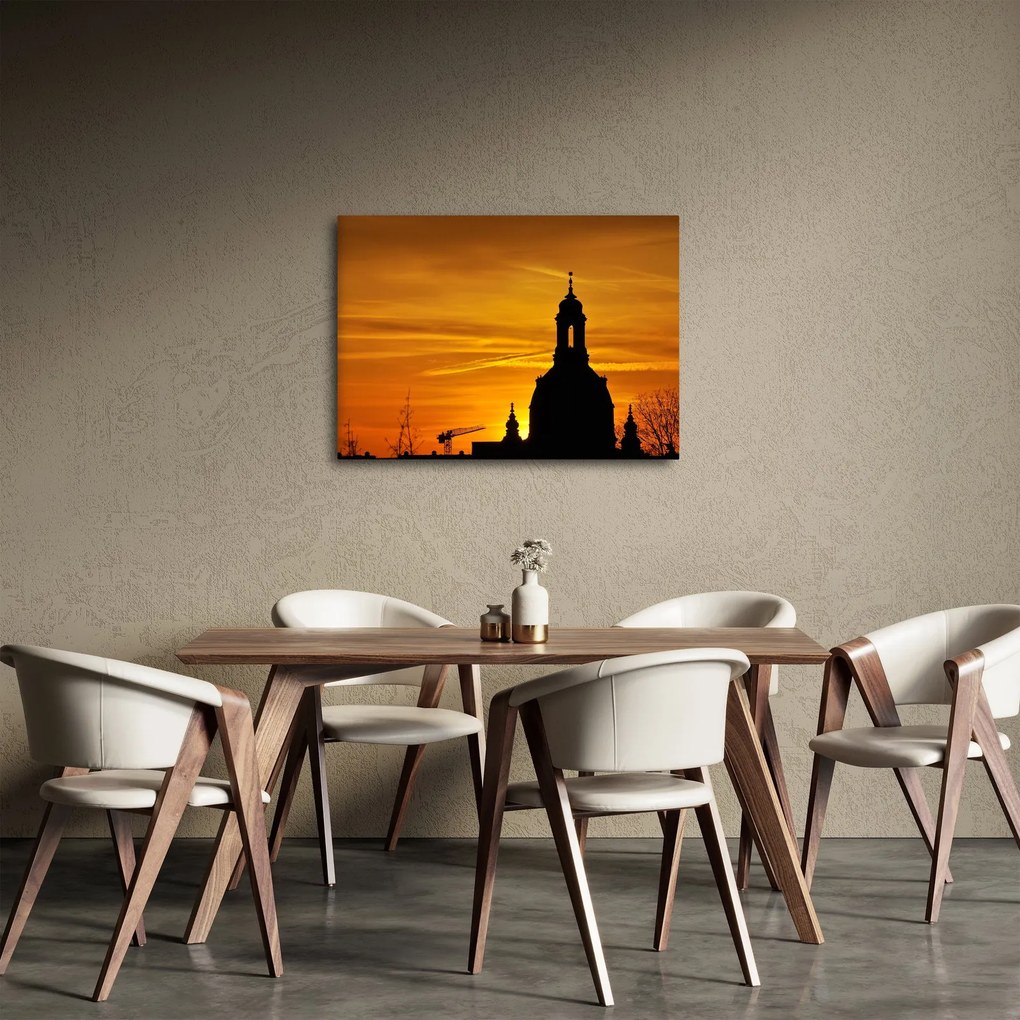 Obraz kostola pri západe slnka (70x50 cm)