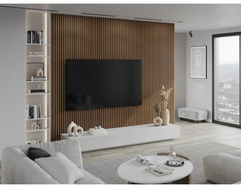 Mexen Lam-F, akustické stenové lamely 275 × 31,5 cm, filc 6 mm, dub moka, S105-275317-2812-074