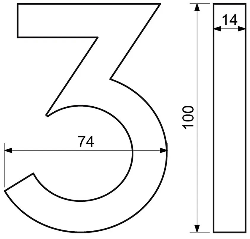 Domové čísla RICHTER 3D RN.100LV (HLINÍK), 5, richter stříbná