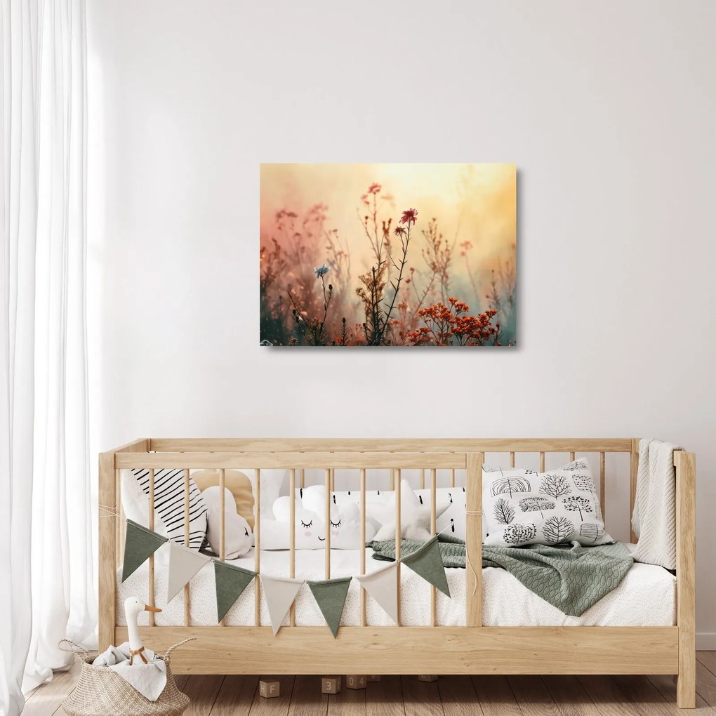 Sklenený obraz - Divoké kvety (70x50 cm)