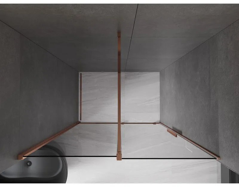 Mexen Velar, posuvné sprchové dvere do otvoru 160 cm, 8mm šedé sklo, ružové zlato, 871-160-000-41-60