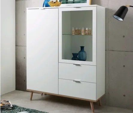 Vysoká skrinka Göteborg, biela / dub sonoma%