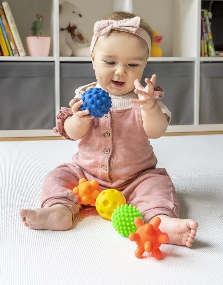 Senzorické loptičky TULLO bez dierky | 5 ks | Pre bábätká od narodenia