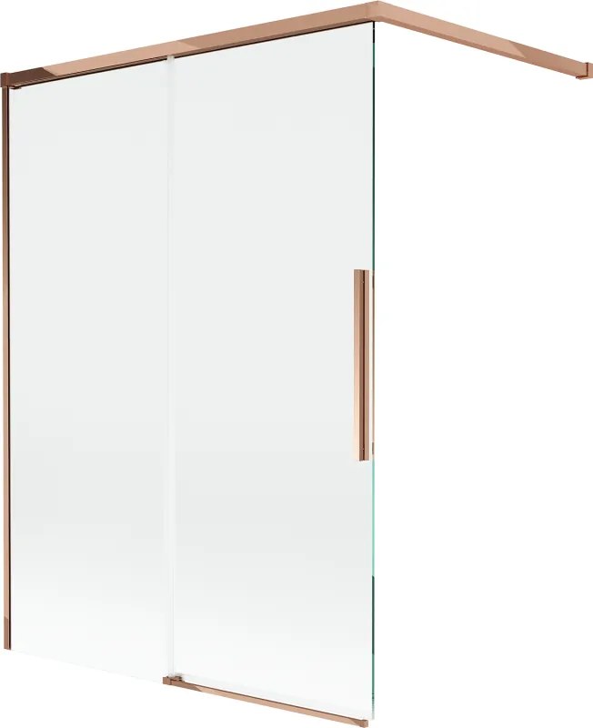 Mexen Rox, 2-krídlová posuvná vaňová zástena 120 x 150 cm, 8mm číre sklo, ružové zlato profil, 8C9-120-003-60-00
