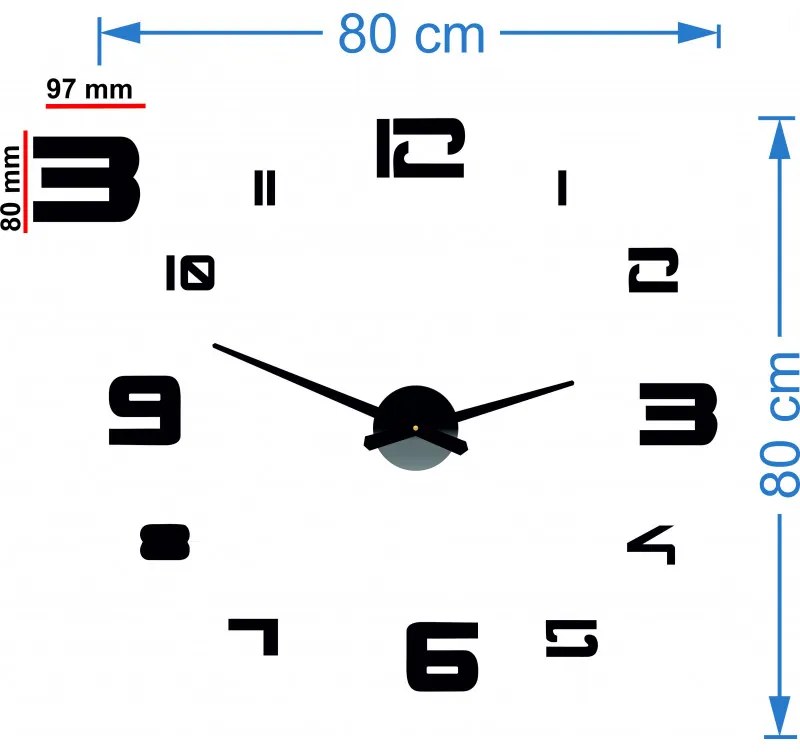 Nástenné hodiny nalepovacie veľké Moderné hodiny | SENTOP 12P021 PLEXI 2D