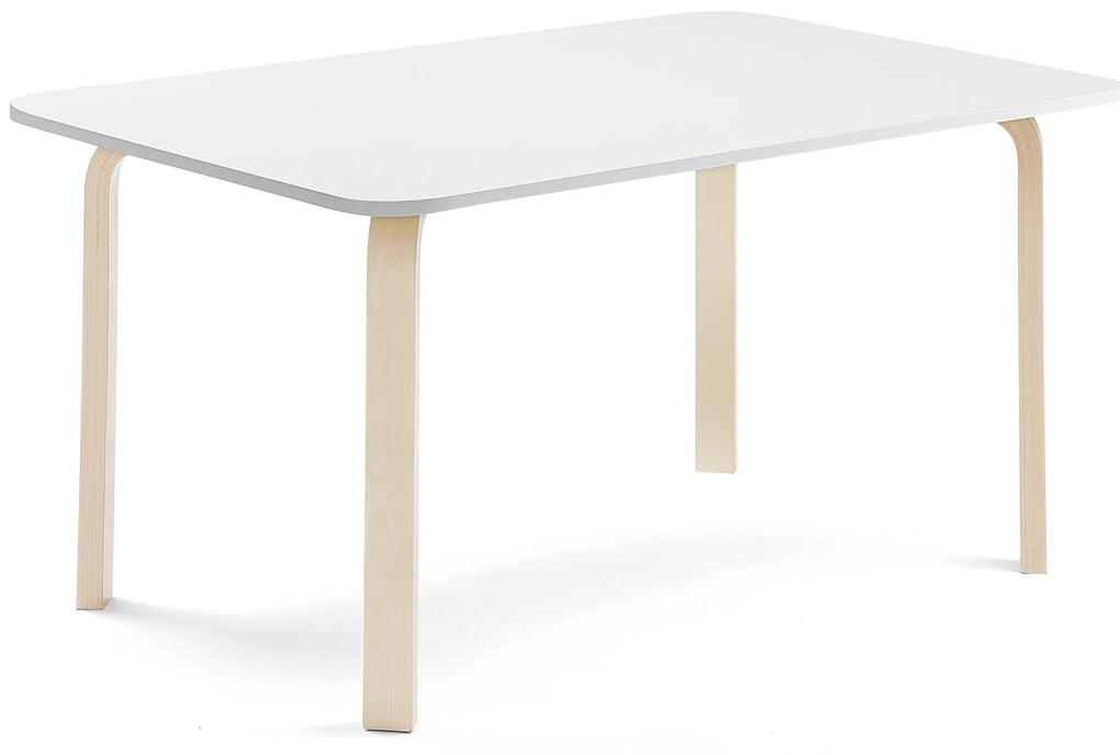 Stôl ELTON, 1400x800x640 mm, laminát - biela, breza