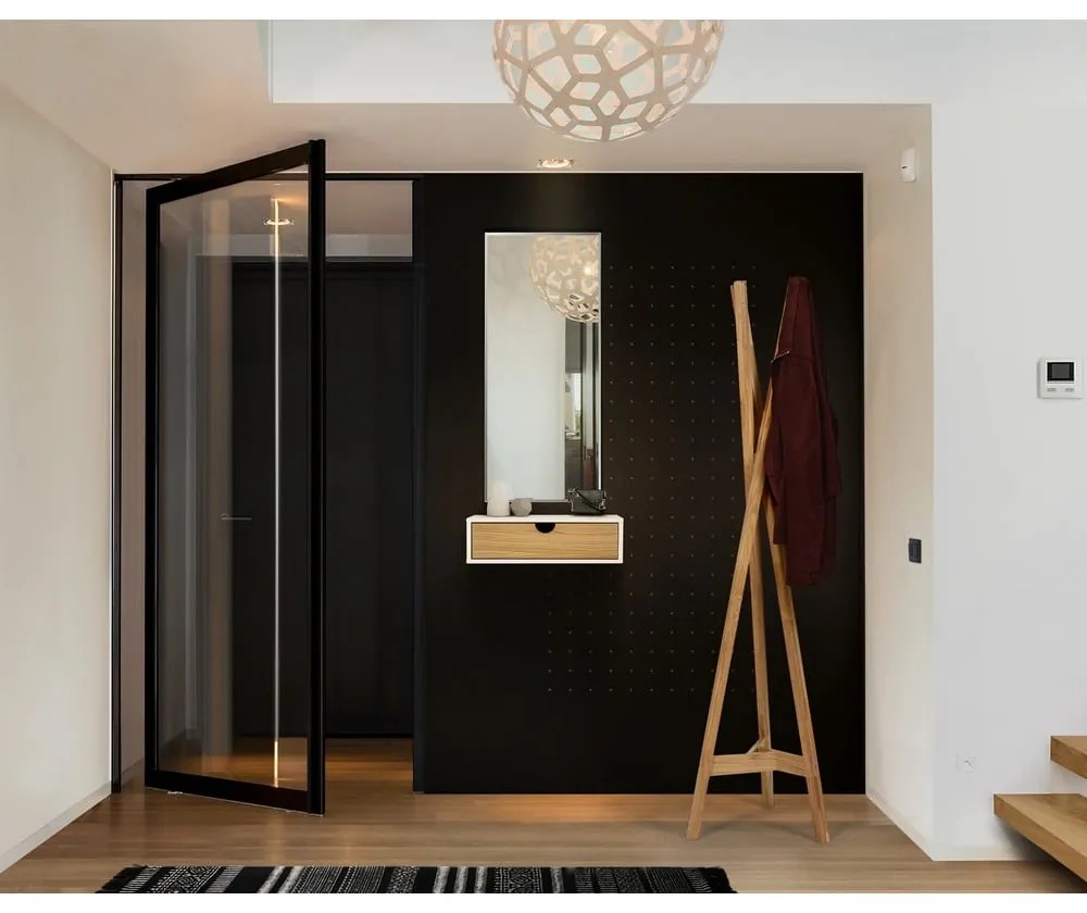 Biely/prírodný nočný stolík v dekore duba Farsta - Woodman