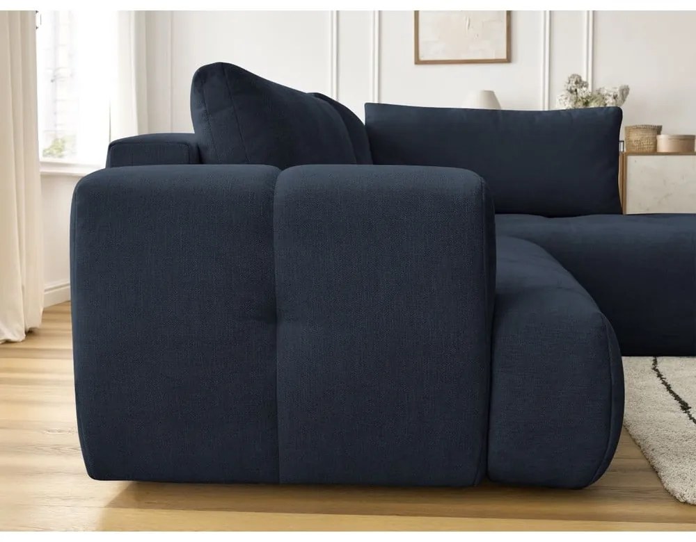 Tmavomodrá rozkladacia/s úložným priestorom rohová pohovka (pravý roh/do L) Fuji – Bobochic Paris