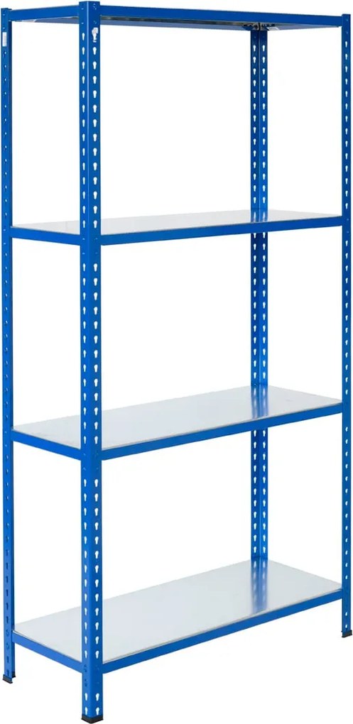 Bezskrutkový kovový regál 200x80x30cm L profil, 4 police