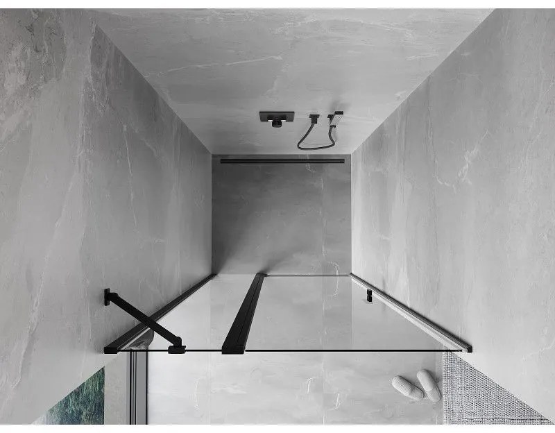 Mexen MIST, 1-krídlové sprchové dvere (1d+1s) 70x200 cm, 6mm číre sklo, čierny profil, 8A4-070-000-70-00