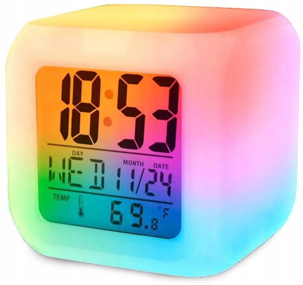 Verk 01111 Svietiaci LED budík Chameleon 7 farieb
