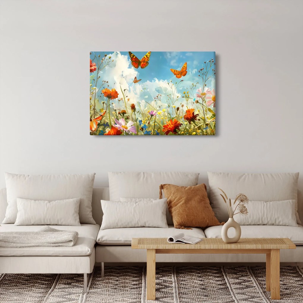 Obraz - Motýle na letnej lúke (90x60 cm)