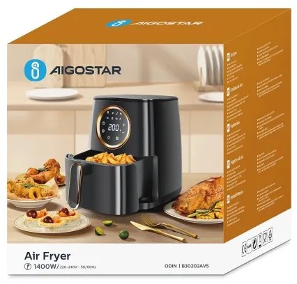 Aigostar - Teplovzdušná fritéza 1400W/230V 4,2l čierna