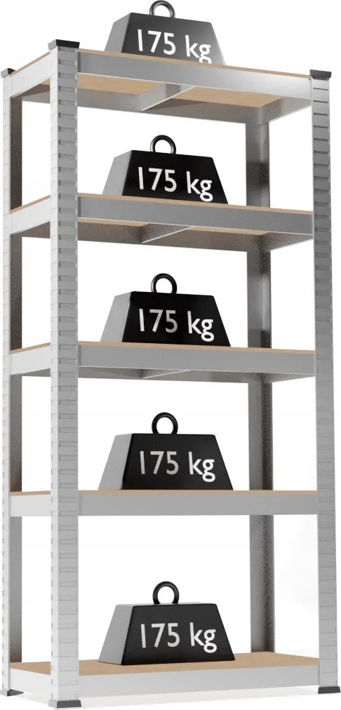 SADA DVÔCH 5-ÚROVŇOVÝCH POLIČIEK 180 x 90 x 40 CM NOSNOSŤ POLIČKY: 175 KG *2158