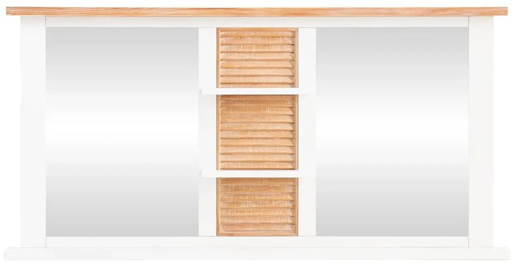 furniture-nabytek.cz - Masívne kúpeľňové zrkadlo Capera z borovice, lakované, biele/hnedé – 140×70 cm