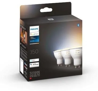 PHILIPS HUE Múdra LED stmievateľná žiarovka HUE, GU10, 4,3 W, 350lm, teplá biela-studená biela, 3ks