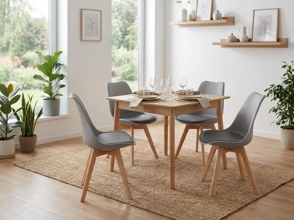 Sivá stolička BALI MARK s bukovými nohami, tmavosivý sedák