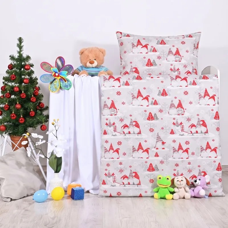 Vianočné obliečky Buddy červené EMI, Detský set 90x130 + 45x65