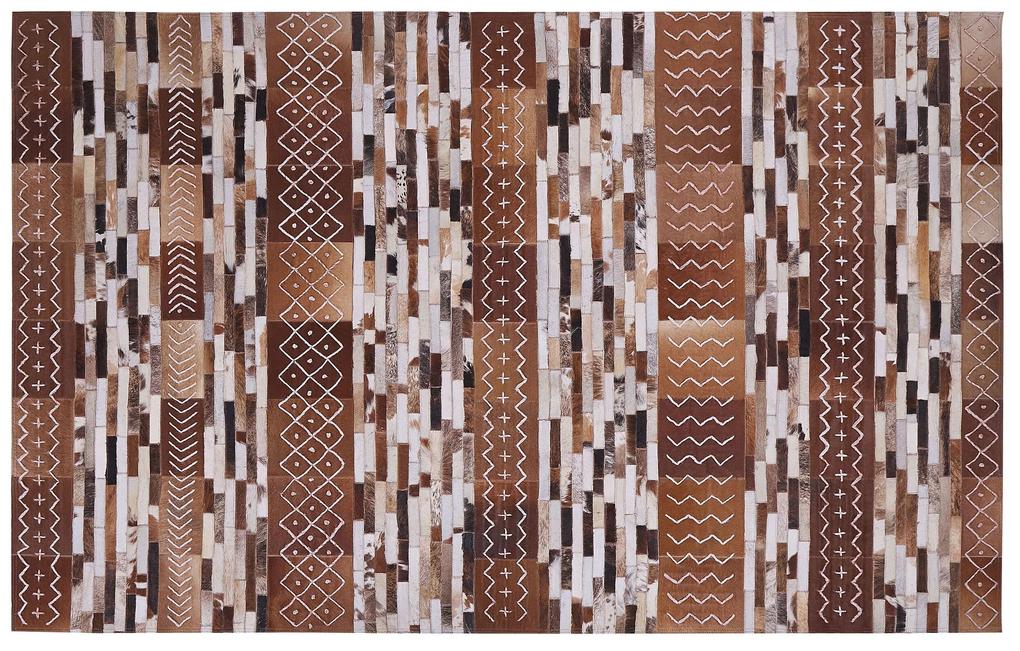 Kožený koberec 140 x 200 cm hnedý HEREKLI Beliani