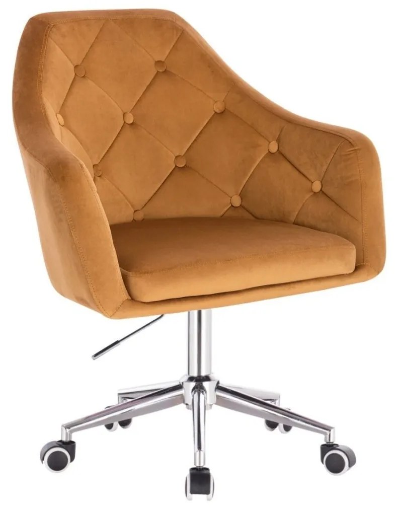 LuxuryForm DESIGN Kreslo ANDORA VELUR na striebornej podstave s kolieskami - hnedé