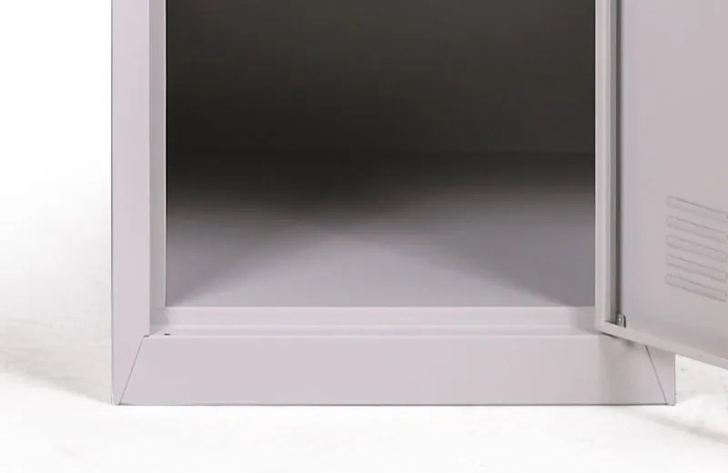 Šatníková skrinka s úložnými boxami, 4 boxy, 1800 x 380 x 450 mm, cylindrický zámok, sivá/tmavosivá