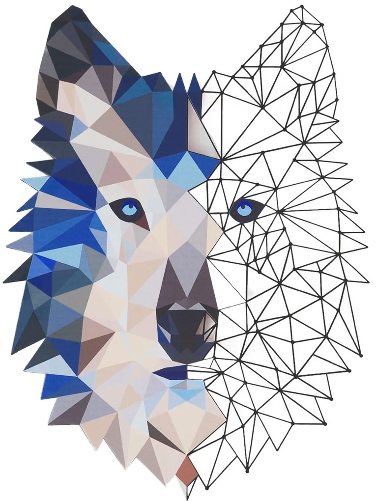 Nástenná kovová dekorácia Vlk nástenné umenie viacfarebná