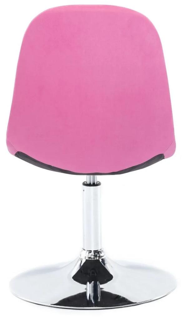LuxuryForm Stolička SAMSON VELUR na striebornom tanieri - ružová