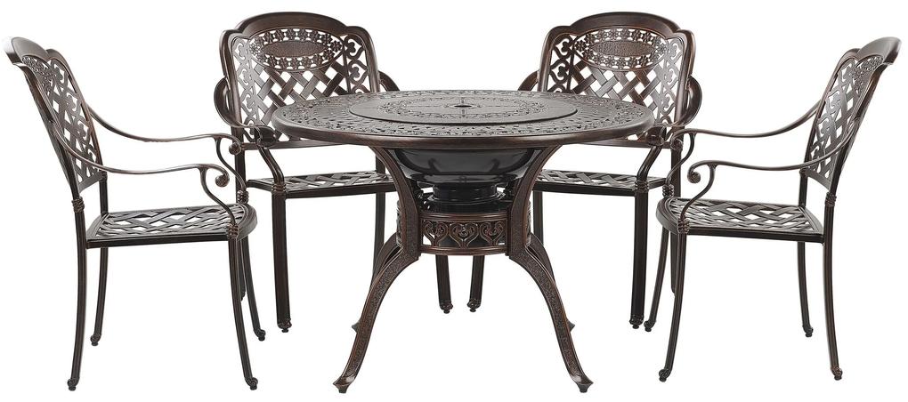 Záhradný stôl s grilom a 4 hnedými stoličkami MANFRIA Beliani