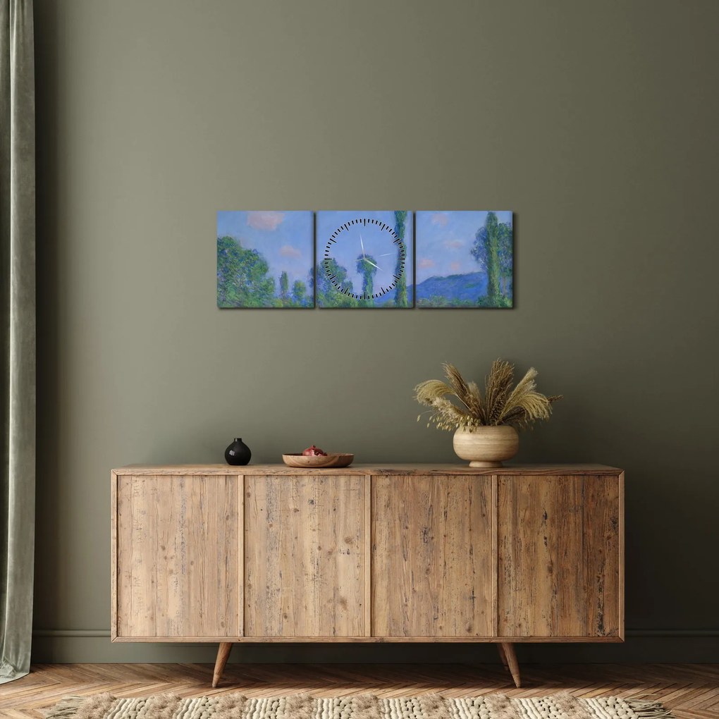 Obraz - Claude Monet, Poppy Field (Giverny), reprodukcia (s hodinami) (90x30 cm)