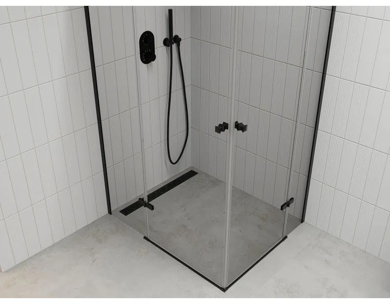 Mexen Roma Duo, sprchovací kút 80 (dvere) x 70 (dvere) cm, 6mm číre sklo, čierny profil, 854-080-070-70-00-02