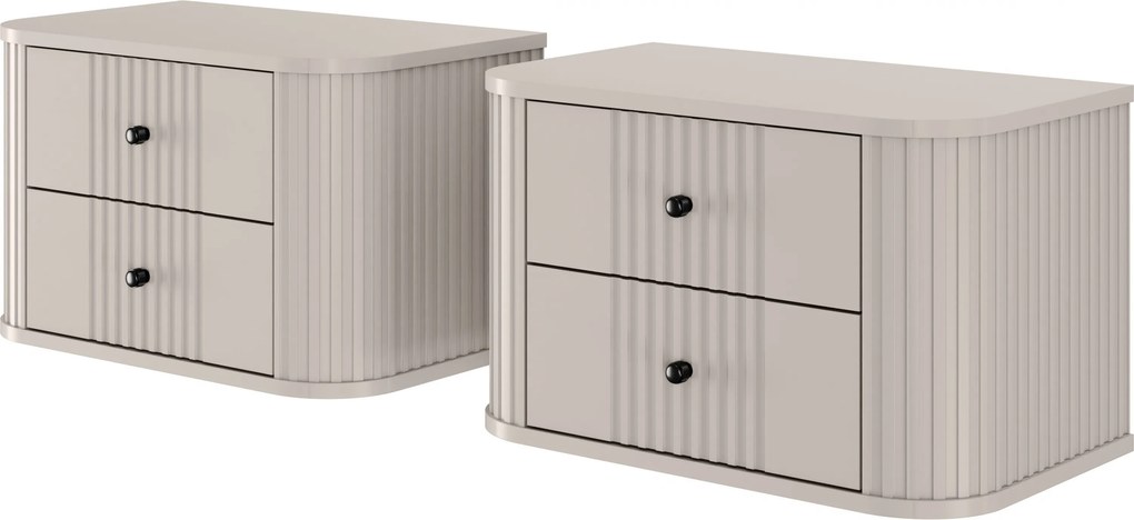 Nočné stolíky na stenu Vespera 56 cm - 2 ks - kašmírová / čierna