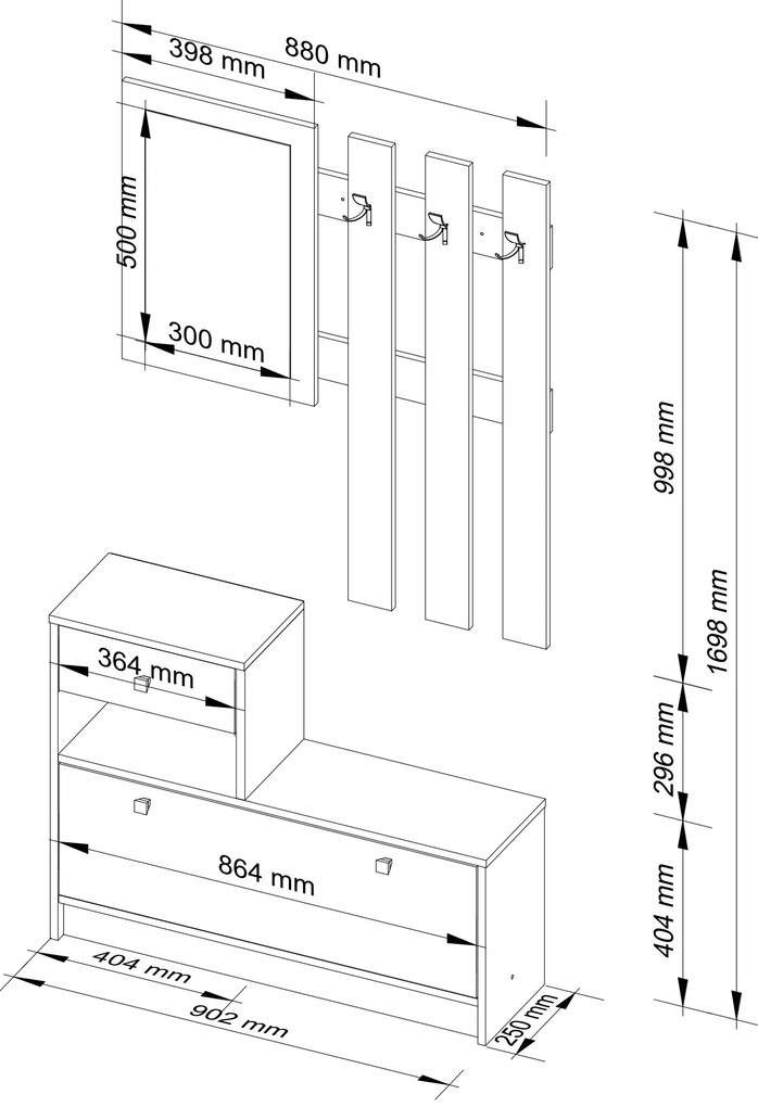 Predsieňová zostava Zariel (wenge). Akcia -22%. Vlastná spoľahlivá doprava až k Vám domov. 1068549