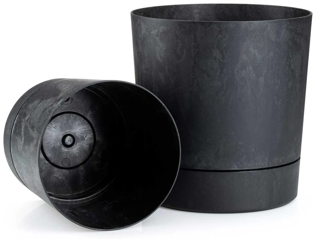 PLASTOVÝ KVETINÁČ AZALEA 22,5X23,5 CM IMITÁCIA BETÓNU ČIERNA