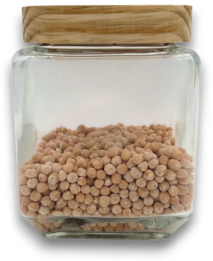 5Five® Sklenená bytelná dóza hranatá s dreveným vekom, 1,25l KWADR