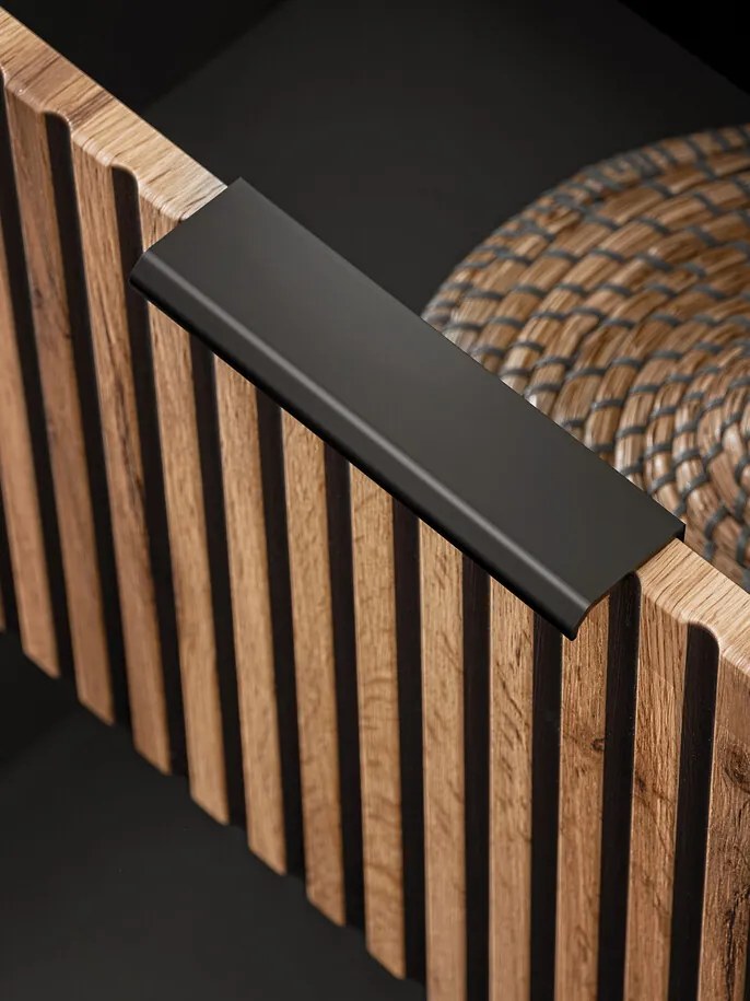 Závěsná skříňka Casad II s deskou a umyvadlem 60 cm černá/dub wotan