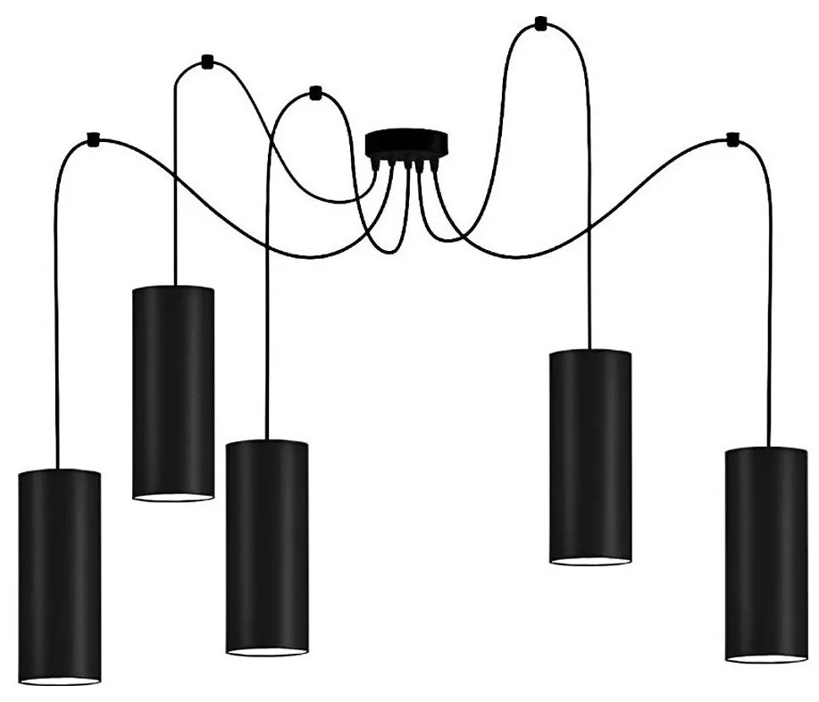 Luster na lanku ZIK 5xE27/40W/230V pavúk čierna