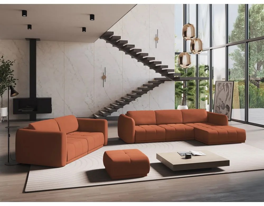 Oranžová rohová pohovka (pravý roh) Hoku – Makamii