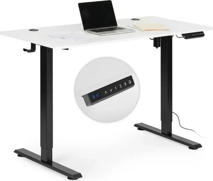 Elektrický výškovo nastaviteľný pracovný stôl s čiernymi nohami - 120 x 60 cm