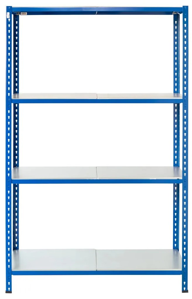 Bezskrutkový kovový regál 200x120x30cm L profil, 4 police