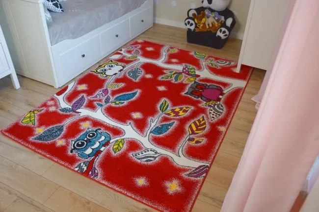 Detský koberec Kids Forest červený C427
