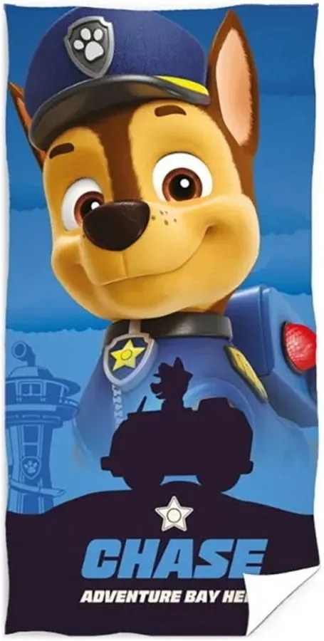 Plážová osuška Labková patrola - Paw Patrol - motív Strážnik Chase - 100% bavlna - 70 x 140 cm