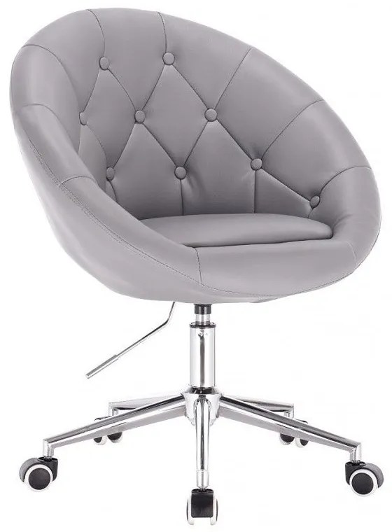LuxuryForm DESIGN Kreslo VERA na striebornej podstave s kolieskami - šedé