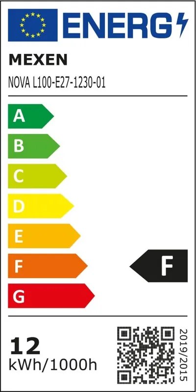 Mexen Nova, LED žiarovka E27, A60, 12W, teplá - 3000K, 1260 lm - L100-E27-1230-01