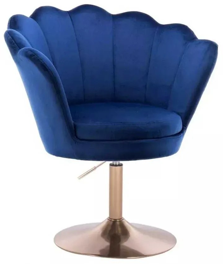 LuxuryForm DESIGN Kreslo FREY VELUR na zlatom tanieri - modré