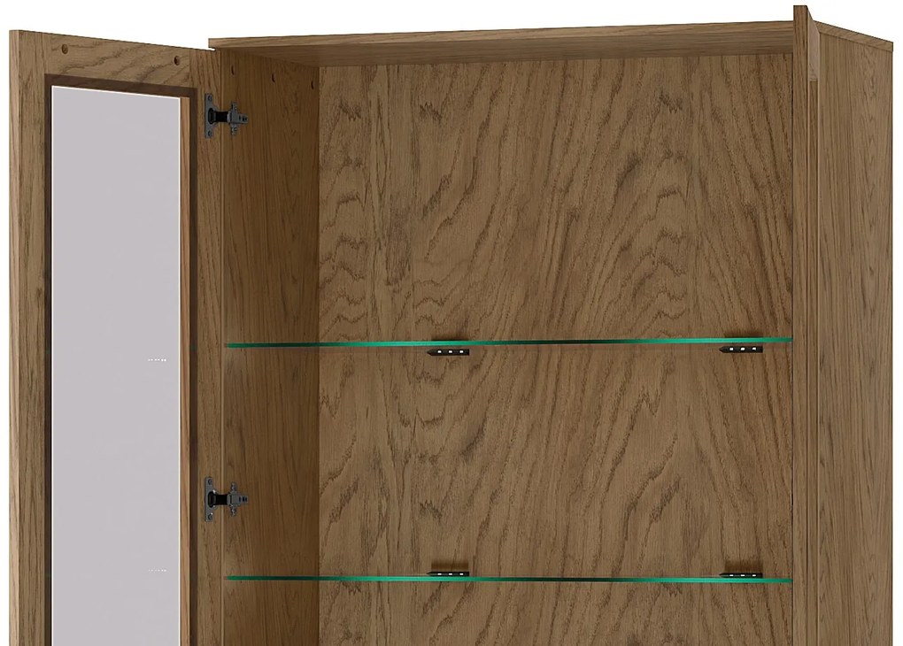 Vitrína Cozy 12 z masivu s LED osvětlením 95 cm dub Rustikal