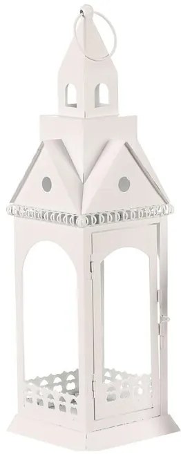 Kovový lampáš Kostolná veža, v. 46 cm, biela
