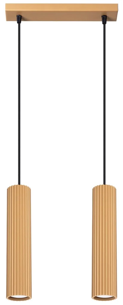 Závesné svietidlo Karbon, 2x zlaté kovové tienidlo